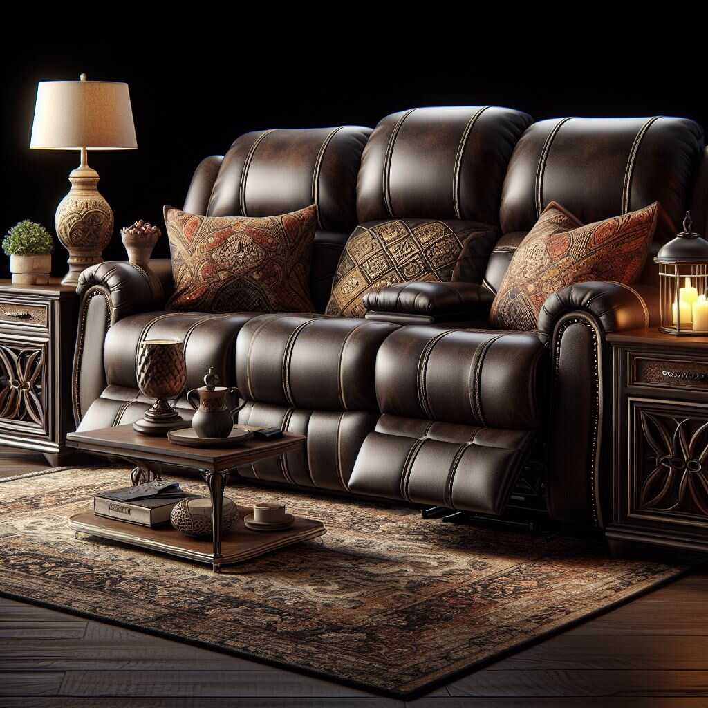 Console loveseat recliner with space-saving design