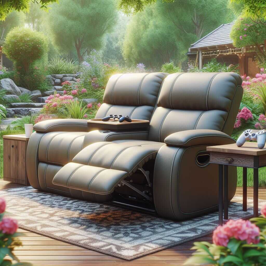 Close-up view of the leather upholstery on the loveseat