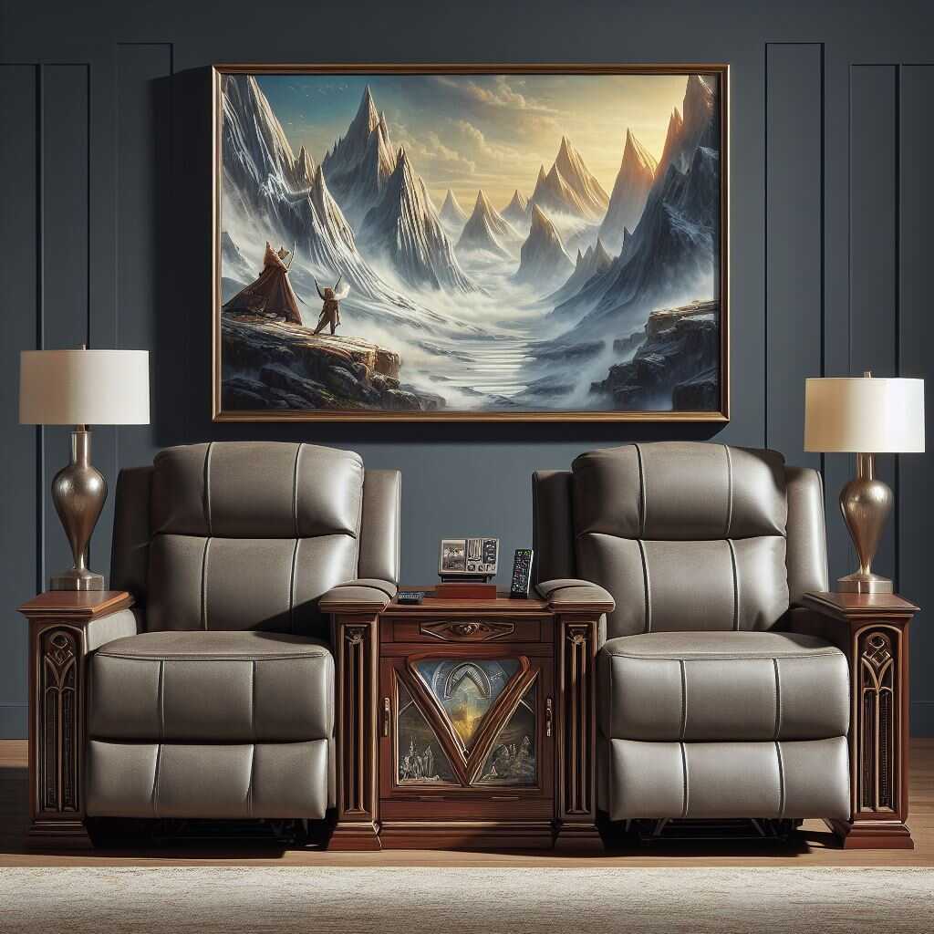 Leather console loveseat recliner with multiple cover options