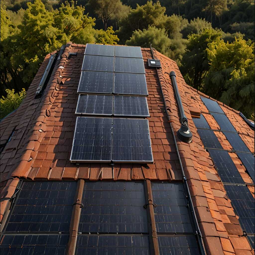 Solar panel array on a rooftop