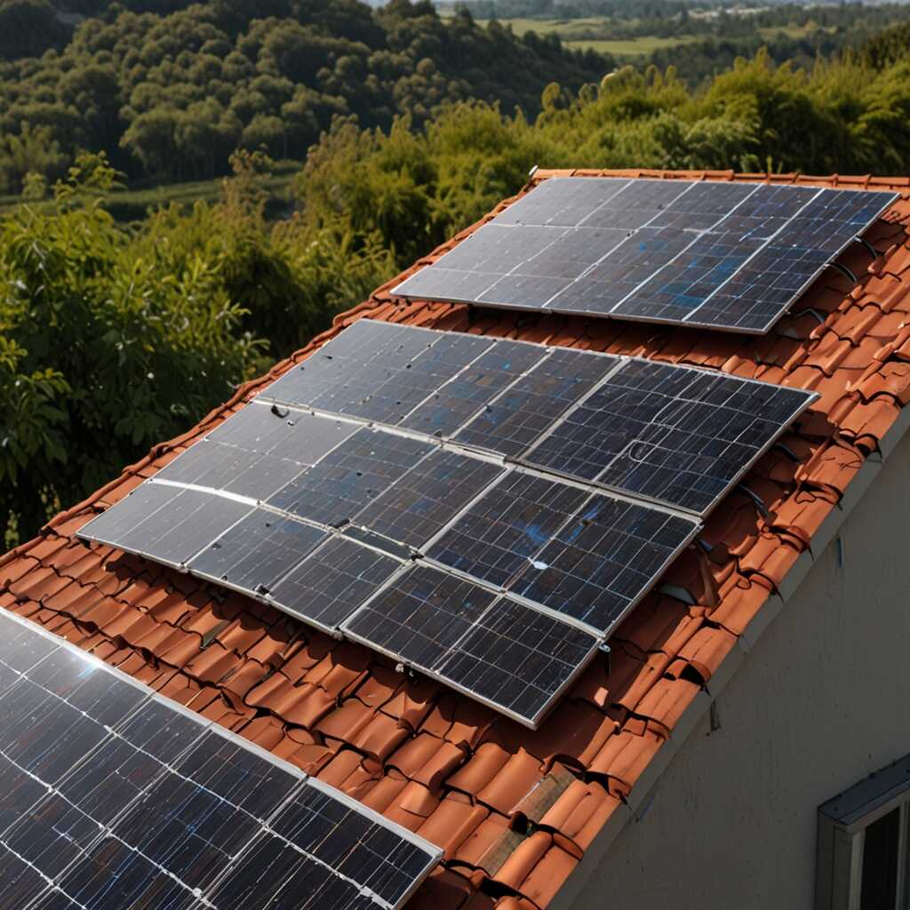 Solar panels on urban rooftops